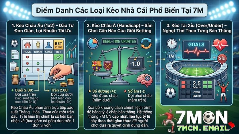 Các loại tỷ lệ kèo bóng đá trực tuyến hôm nay tại 7M