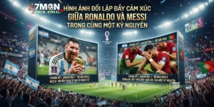 Hình ảnh đối lập đầy cảm xúc giữa Ronaldo và Messi trong cùng một kỷ nguyên