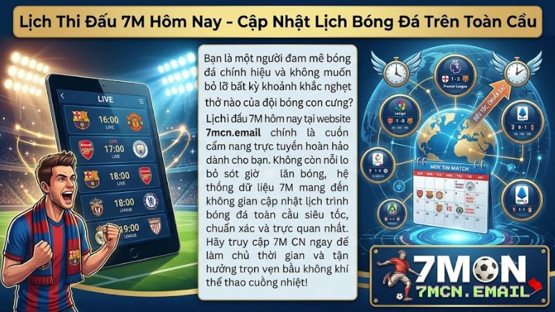 Lịch thi đấu 7M hôm nay cập nhật mới nhất tại 7mcn email