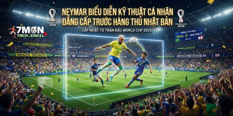 Neymar biểu diễn kỹ thuật cá nhân đẳng cấp trước hàng thủ Nhật Bản