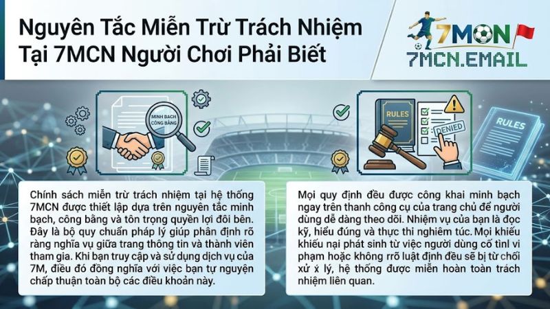 Sơ đồ quy định điều khoản miễn trừ trách nhiệm được ghim rõ ràng tại trang chủ 7MCN
