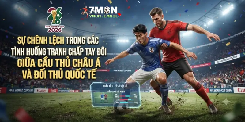 Sự chênh lệch trong các tình huống tranh chấp tay đôi giữa cầu thủ châu Á và đối thủ quốc tế