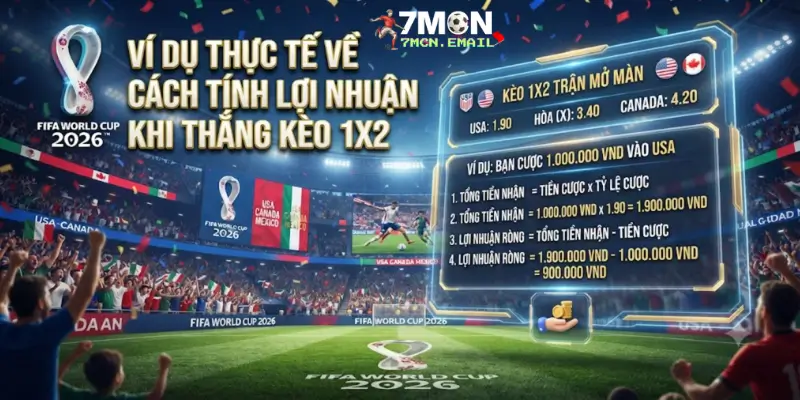 Ví dụ thực tế về cách tính lợi nhuận khi thắng kèo 1x2